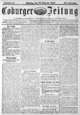 Coburger Zeitung Montag 18. Februar 1924