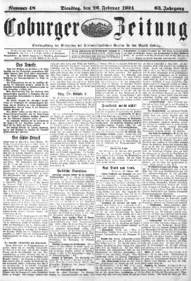 Coburger Zeitung Dienstag 26. Februar 1924