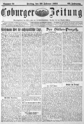 Coburger Zeitung Freitag 29. Februar 1924