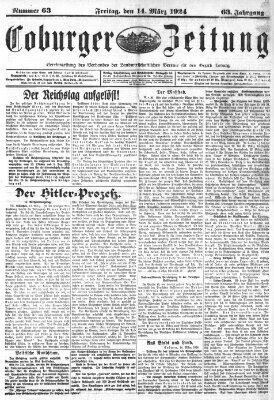 Coburger Zeitung Freitag 14. März 1924