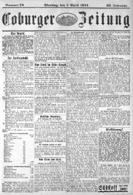 Coburger Zeitung Dienstag 1. April 1924