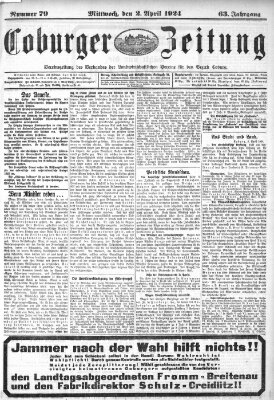 Coburger Zeitung Mittwoch 2. April 1924