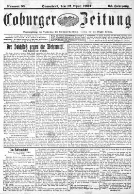 Coburger Zeitung Samstag 12. April 1924