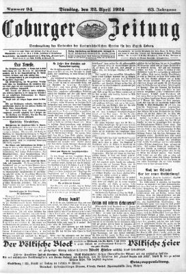 Coburger Zeitung Dienstag 22. April 1924