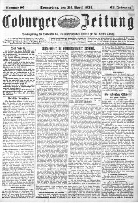 Coburger Zeitung Donnerstag 24. April 1924