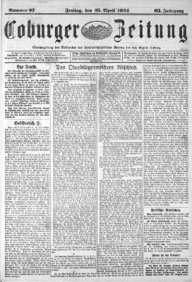 Coburger Zeitung Freitag 25. April 1924