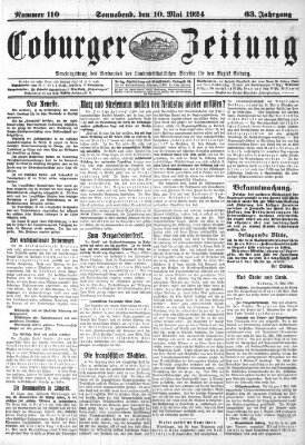 Coburger Zeitung Samstag 10. Mai 1924