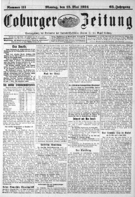 Coburger Zeitung Montag 12. Mai 1924