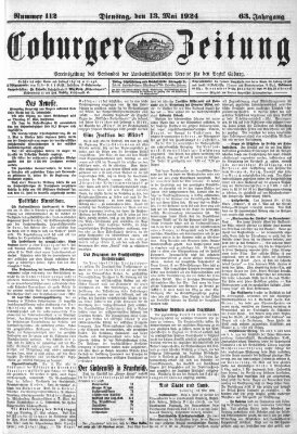 Coburger Zeitung Dienstag 13. Mai 1924