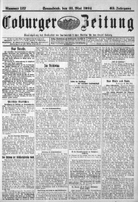 Coburger Zeitung Samstag 31. Mai 1924