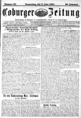 Coburger Zeitung Donnerstag 5. Juni 1924