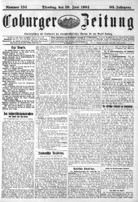 Coburger Zeitung Dienstag 10. Juni 1924