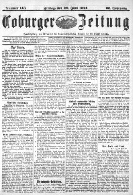 Coburger Zeitung Freitag 20. Juni 1924