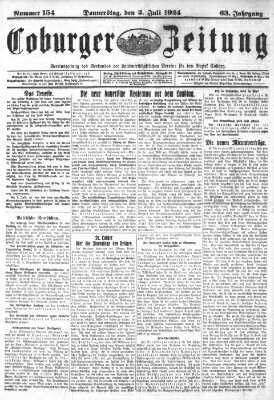 Coburger Zeitung Donnerstag 3. Juli 1924