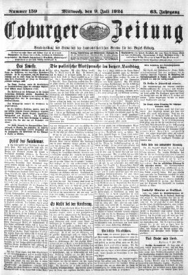 Coburger Zeitung Mittwoch 9. Juli 1924