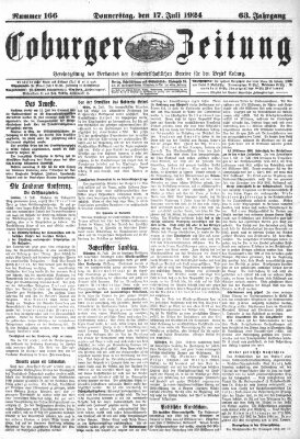 Coburger Zeitung Donnerstag 17. Juli 1924