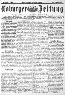 Coburger Zeitung Montag 21. Juli 1924