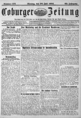 Coburger Zeitung Montag 28. Juli 1924