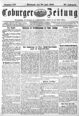 Coburger Zeitung Mittwoch 30. Juli 1924