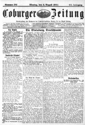 Coburger Zeitung Montag 4. August 1924