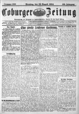 Coburger Zeitung Dienstag 12. August 1924