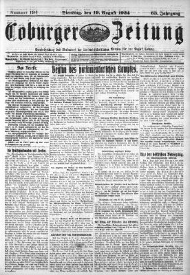 Coburger Zeitung Dienstag 19. August 1924