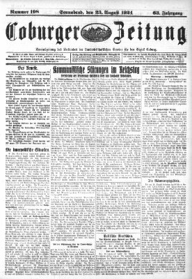 Coburger Zeitung Samstag 23. August 1924