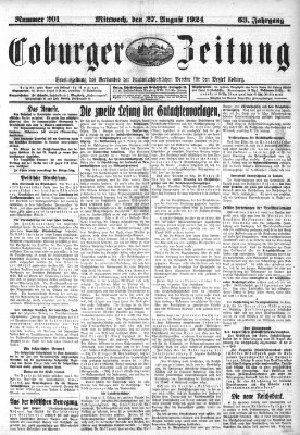 Coburger Zeitung Mittwoch 27. August 1924