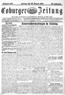 Coburger Zeitung Freitag 29. August 1924