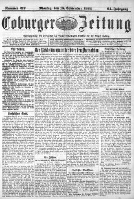 Coburger Zeitung Montag 15. September 1924