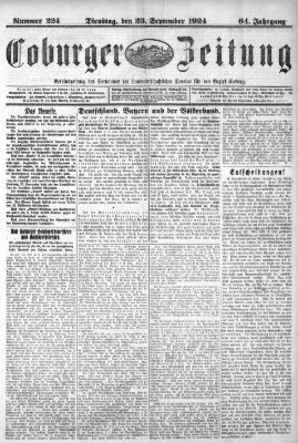 Coburger Zeitung Dienstag 23. September 1924