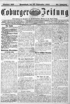 Coburger Zeitung Samstag 27. September 1924