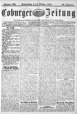 Coburger Zeitung Donnerstag 2. Oktober 1924