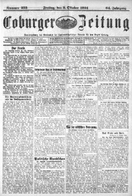 Coburger Zeitung Freitag 3. Oktober 1924