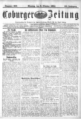 Coburger Zeitung Montag 6. Oktober 1924