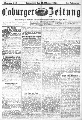 Coburger Zeitung Samstag 11. Oktober 1924