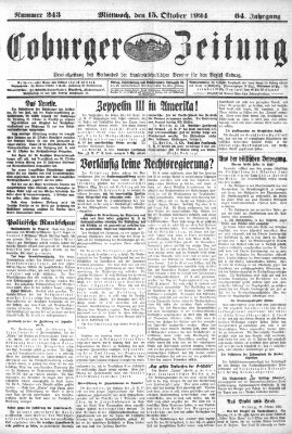 Coburger Zeitung Mittwoch 15. Oktober 1924