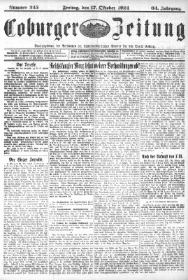 Coburger Zeitung Freitag 17. Oktober 1924