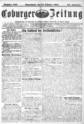 Coburger Zeitung Samstag 18. Oktober 1924