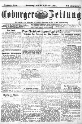 Coburger Zeitung Dienstag 21. Oktober 1924