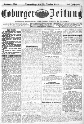 Coburger Zeitung Donnerstag 23. Oktober 1924