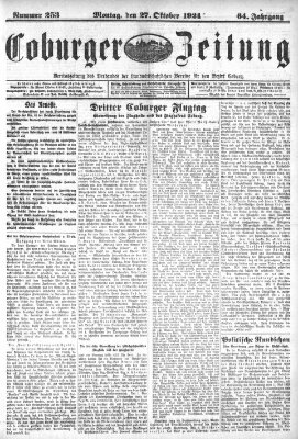 Coburger Zeitung Montag 27. Oktober 1924