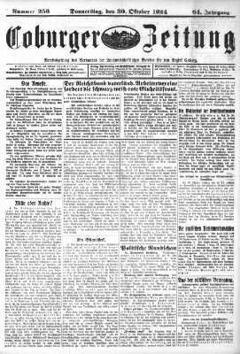 Coburger Zeitung Donnerstag 30. Oktober 1924