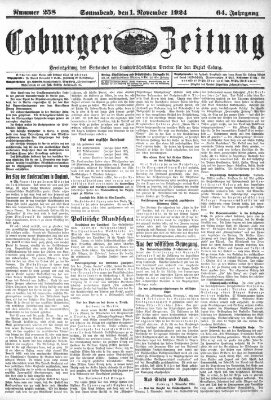 Coburger Zeitung Samstag 1. November 1924