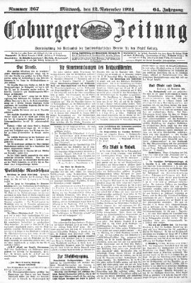 Coburger Zeitung Mittwoch 12. November 1924