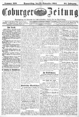 Coburger Zeitung Donnerstag 13. November 1924