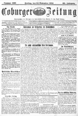 Coburger Zeitung Freitag 14. November 1924