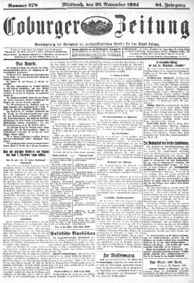 Coburger Zeitung Mittwoch 26. November 1924