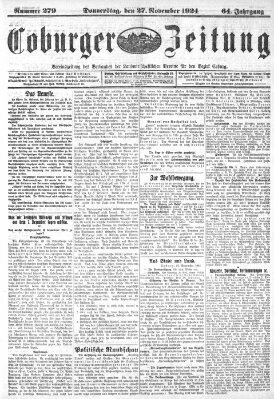 Coburger Zeitung Donnerstag 27. November 1924