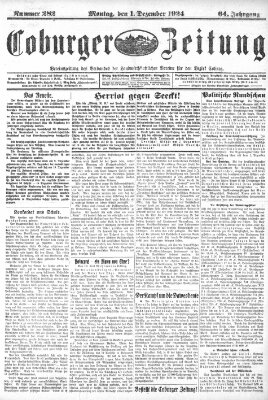 Coburger Zeitung Montag 1. Dezember 1924